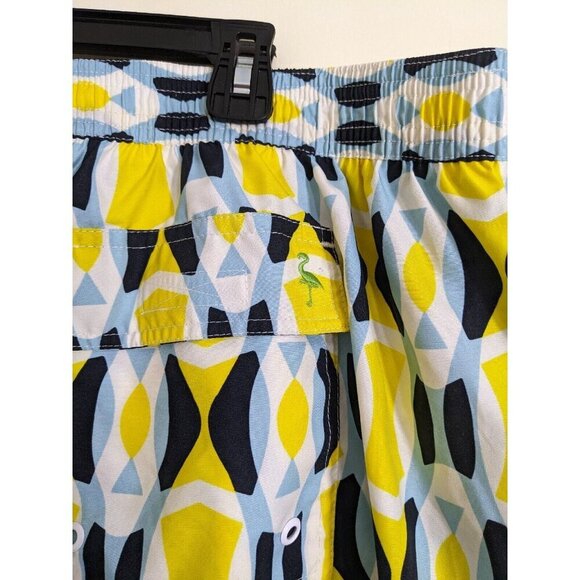 Tailorbyrd Mens Size 48 NEW Board Swim Shorts Yellow Black Geometric Big Tall - Picture 4 of 7